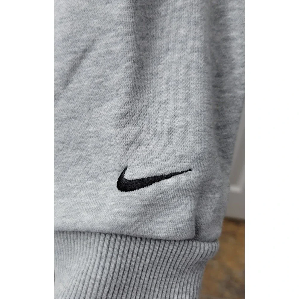 Nike Cropped Small Floral Hoodie Sweatshirt Pullover Gray Embroidered EUC